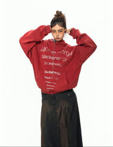 Washed color printed hoodie